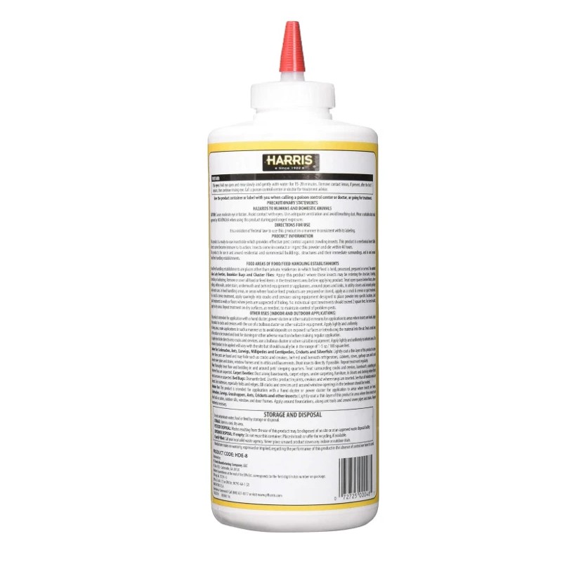 Harris HDE-8 Bed Bug Powder Diatomaceous Earth, 8oz, Yellow Pack