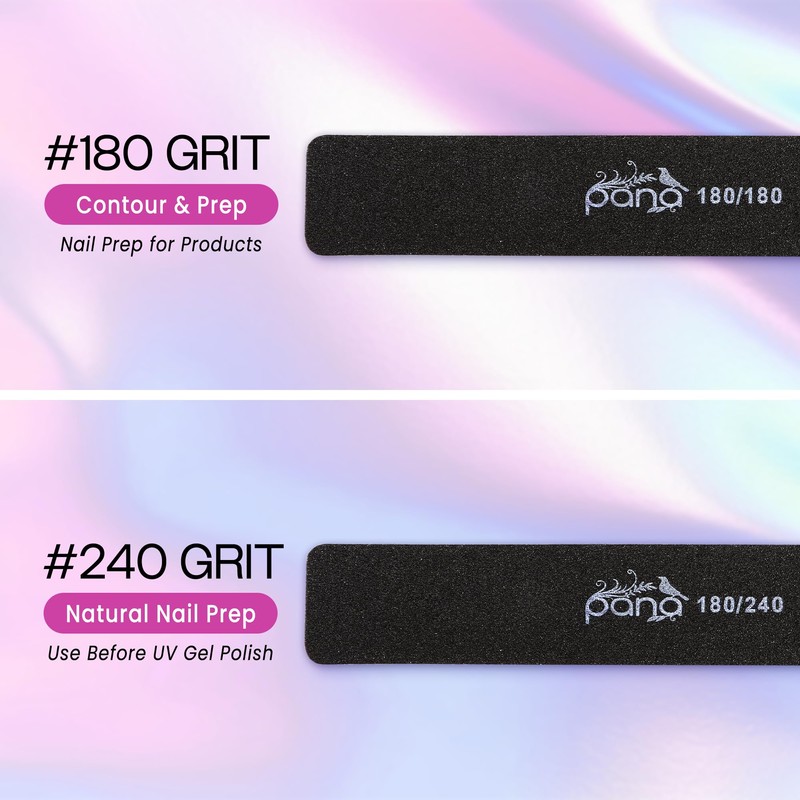 Professional Nail Files Grit 80/80, Jumbo Size Black/Pink Rectangle (50pcs