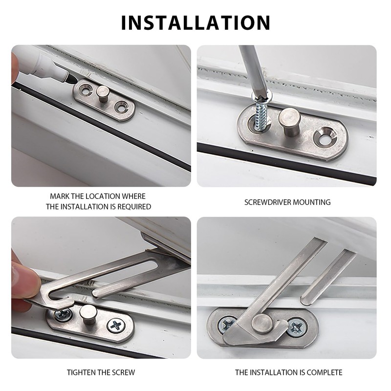 MAXQUU 2 Pairs Window Restrictors, Limiters with Screws, Silver Plastic