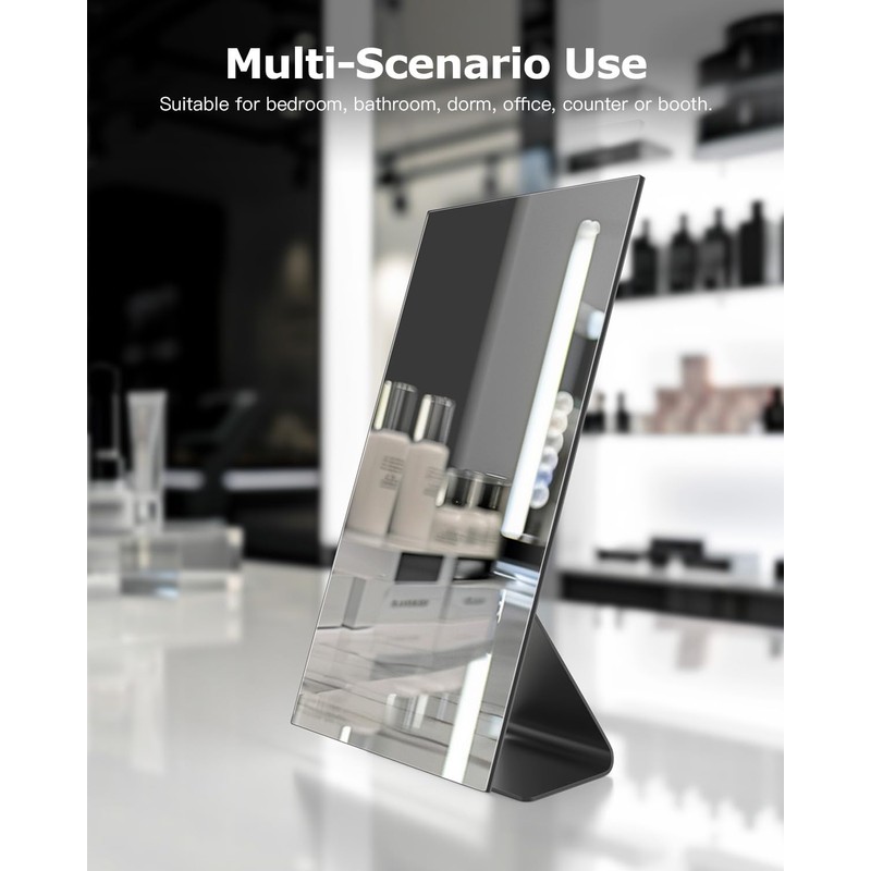 NEZZOE Rectangular Makeup Mirror, 12 Inch Metal Desk Mirror, Table