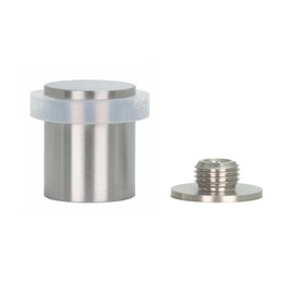 EVI Topes de puerta | Tope de puerta de acero inoxidable - Cierre de tornillo - Protector de goma blanca - Tope de puerta de 0.94 x 1.18 pulgadas
