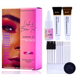 Complete Starter Eyelash & Eyebrow Tint Kit, Black and Brown Tint Colour included, 2 in 1 Lash & Brow Color Kit Lash Kit with Tools Long Lasting Effect Up to 6 weeks, Natural,Safe & Easy to use.