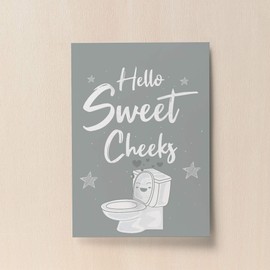 RED OCEAN Framed Grey Bathroom Print Funny Filthy Animal Bathroom Sign Bathroom Wall Art Home Decor (A4 Print Only - Sweet Cheeks Grey Bathroom)