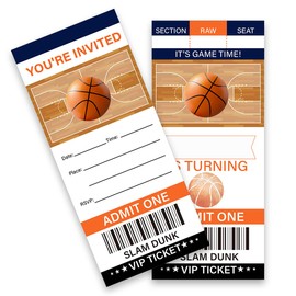 LyoGao 20 Pack Basketball Tickets Party Invitations With Envelopes Sports Basketball Theme Birthday Party Ticket Style Invitations Fill in Invites Cards