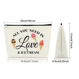 Sazuwu Inspirational Friendship Quotes Makeup Bag Ice Cream Lovers Gifts Fun Sweet Treat Themed Gift Travel Toiletry Bag Motivational Positive Cosmetic Pouch Present