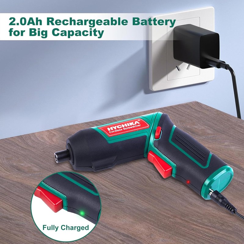 HYCHIKA Electric Screwdriver, 6N.m and 2000mAh 3.6V Cordless Screwdriver with