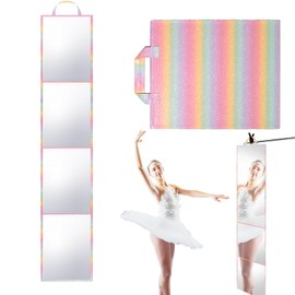 MEPIG Foldable Acrylic Full Length Mirror with Handle, Colorful, Four-Fold