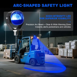 HSYFUNA Forklift Arc Safety Light, LED Warning Lamp Blue Line Projection, Aluminum Housing, Stainless Steel Bracket, for Industrial Truck, Lift Truck, AGV, Warehouse, Logistics
