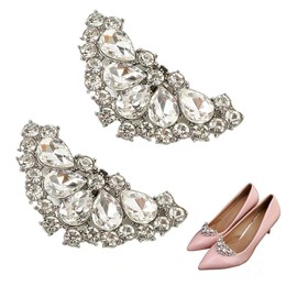 1 Pairs Rhinestone Shoe Clips, Detachable Crystal Buckle Shoe Clips for Women, Elegant Clips for Heels Shoe (White)