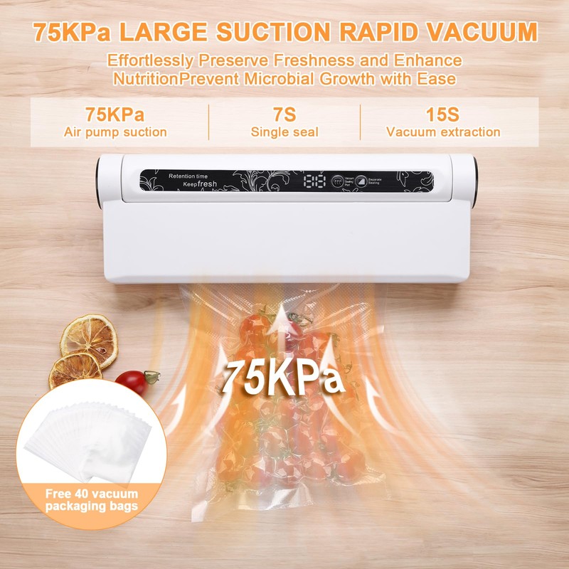 CXGFVRE Vacuum Sealer, 75KPA Strong Suction, Dry/Wet Modes vacuum sealer