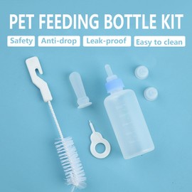 Howinn Pet Nursing Bottle Kits and 5ml Liquid Dropper, Pet Feeding Tool, Replacement Silicone Nipple Cat Feeding Bottle for Newborn Kittens, Small Animals