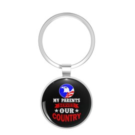 BKR Graphics Patriotic for military families for serving parents Metal Double Sided Key Chain Keychain