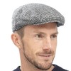 Tom Franks Mens Traditional Flat Cap Black Check L/XL