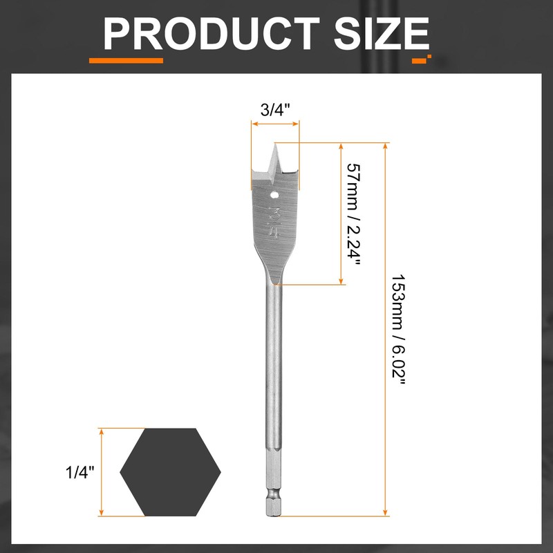 sourcing map 3Pcs Spade Drill Bit 3/4" Paddle Flat Bits