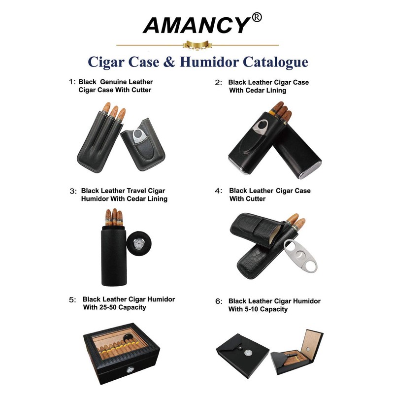 AMANCY Manly Black Brown Crocodile Pattern Leather Travel Cedar Wood
