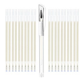 iNee Heat Erasable Fabric Pen with 20 Refills for Tailors Sewing, Quilting and Crafts, Dressmaking Disappearing Ink, White