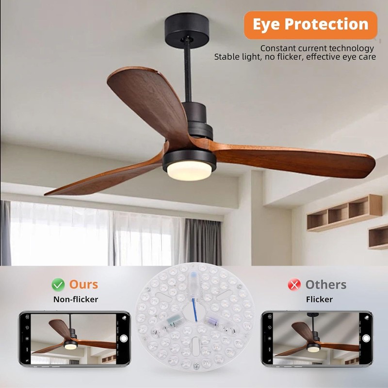 Dpofirs 6.5 Inch Ceiling Fan LED Light Replacement,3 Color Dimmable