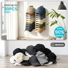 2 Pack Hat Organizer for Baseball Caps Hat Rack Display Hold Up to 20 Hats