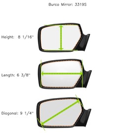 Burco 3319S Right Side Mirror Glass for Infiniti QX56, Nissan Armada, Titan