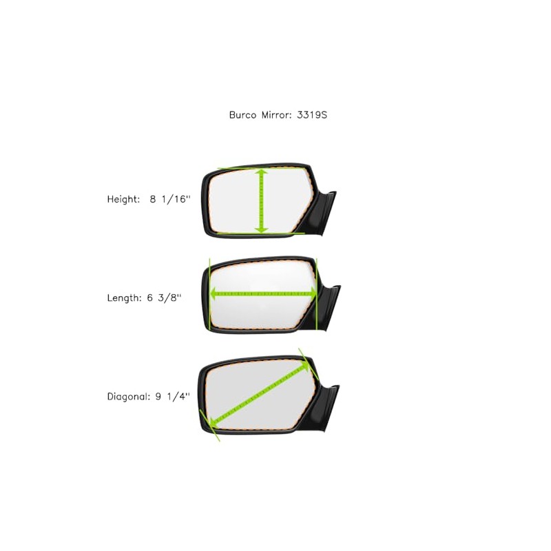 Burco 3319S Right Side Mirror Glass for Infiniti QX56, Nissan