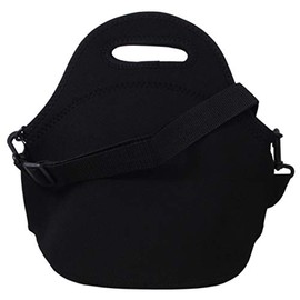 2-Way Lunch Bag, Cold Insulation, Bento Box, Elastic Material, Shoulder Bag, Crossbody Hanging, Lightweight, Outdoor, Black