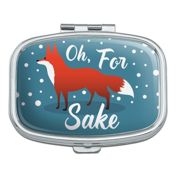 Oh for Fox Sake Funny on Teal Rectangle Pill Case Trinket Gift Box