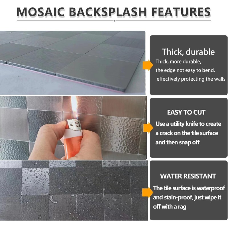 sanyeskkiy 10 Sheets Peel and Stick Backsplash Tile, Self-Adhesive Mosaic