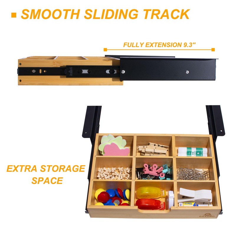 Under Desk Bamboo Drawer with U-Shaped Hollow Panel to Pull
