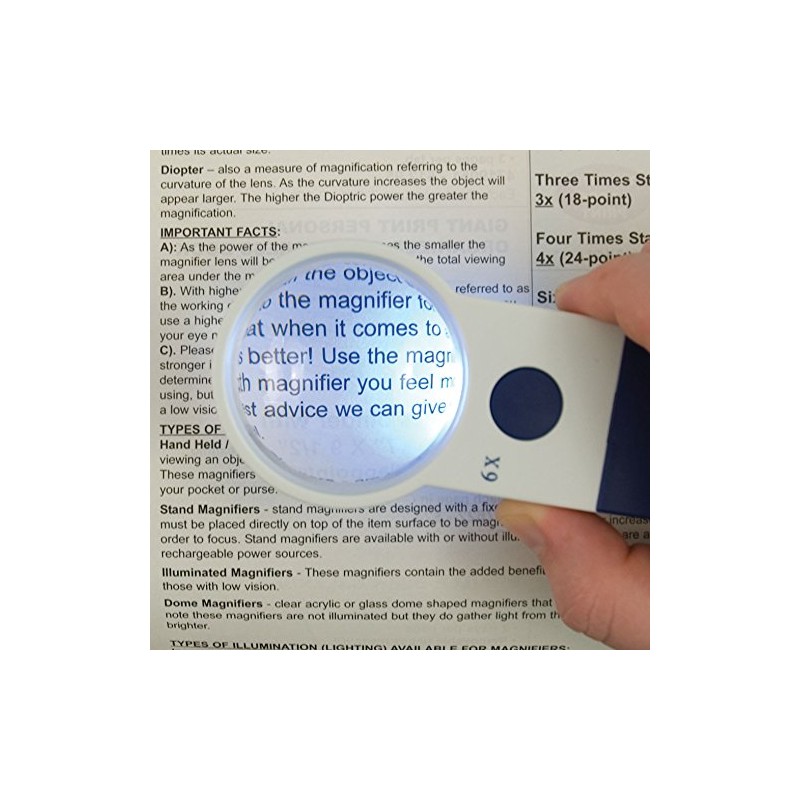 Reizen EZ Touch 6X 20D LED Handheld Magnifier - Round
