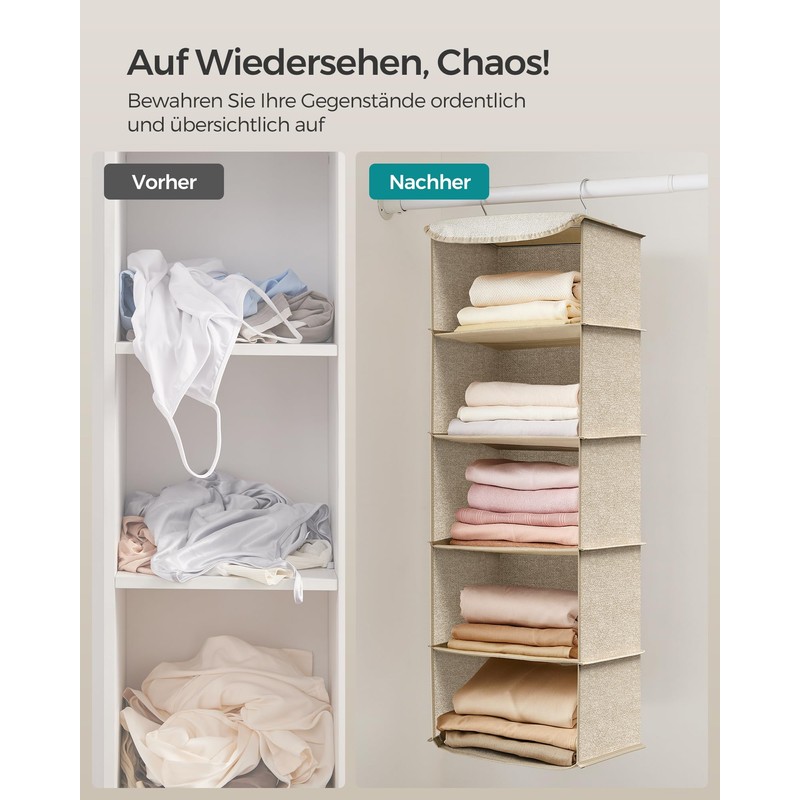 SONGMICS Hanging Organizer Closet Organizer Hanging Shelf Hanging Storage Foldable
