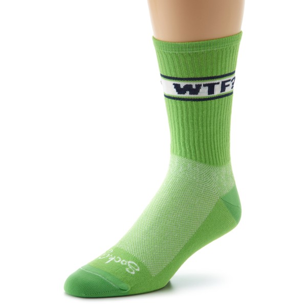 SockGuy Men's WTF Socks, Green, Sock Size:10-13/Shoe Size: 6-12,L/XL