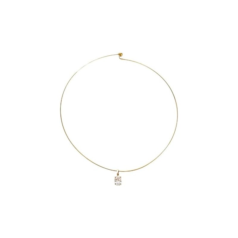 Collar Rígido de Acero Inoxidable Chapado en Oro con Dije