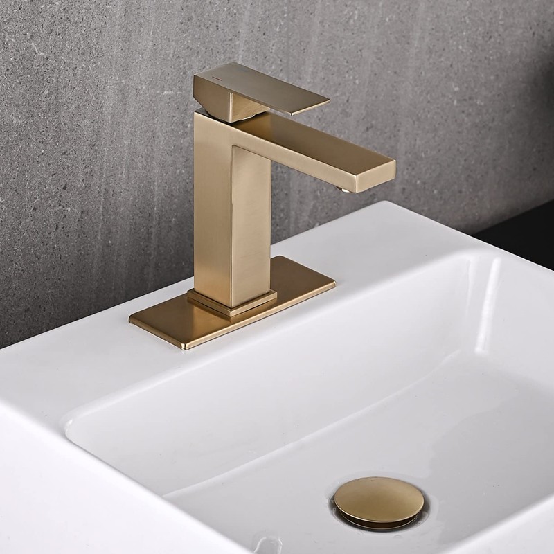 AVSIILE Brushed Gold Bathroom Faucet, Golden Single Hole Vanity Bath