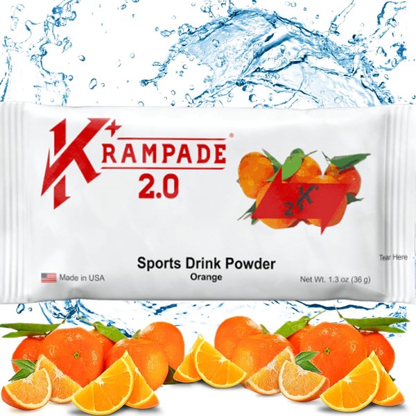 Krampade Potassium Magnesium Supplement Electrolytes Powder - 50 mg Mag + 2000 mg K, 2X More Than Coconut Water | Cramp Relief | Hydration Packets