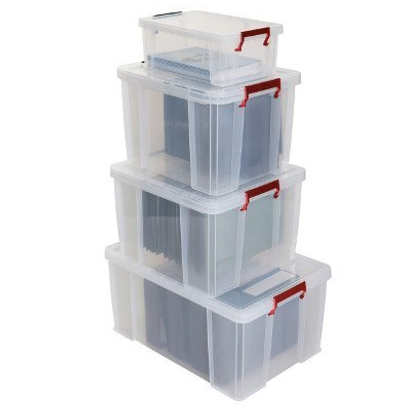 Whitefurze Allstore Container with Silver Clamp, Plastic, Natural, 0.8 Litre