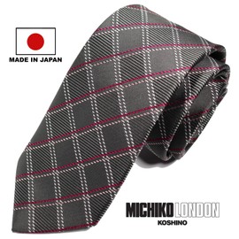 Michikorondon mk-004-B Necktie Brand, Made in Japan, Made in Japan KOSHINO Checkered Pattern, 100% Silk, Present, Gift, Stylish, Suit, Jacket, Unisex, Compatible with Men and Women, Unisex, navy