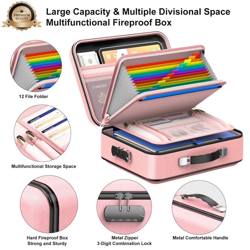 COLCASE Fireproof Document Organizer, Hard Case Fireproof Document Box with