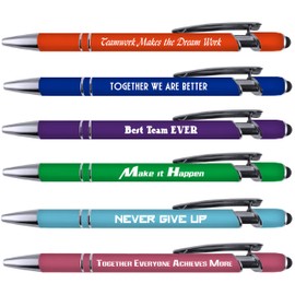 Greeting Pen Team Building and Employee Appreciation Pen Sets with Soft Touch Coated Metal and Stylus 6 pack 36094
