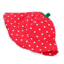 Kids Anti UV Sun Protection Foldable Bucket Hat with Chin Strap Outdoor Animal Cartoon Cap for Baby Toddlers Girls/Boys Summer(19.7''(1-2Years)) Strawberry