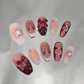 [M;H #] Cherry Balm handmade nail tips - Enter Owen Lake in the delivery message / [M;H #] 체리밤 수제네일팁 - 배송메세지에 필수로 오왼 호수 입력