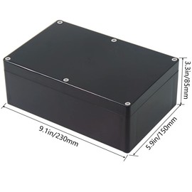 Junction Box, Zulkit Project Box IP65 Waterproof Dustproof ABS Plastic Electrical Boxes Electronic Enclosure Black 9.1 x 5.9 x 3.4 inch(230 x 150 x 85 mm)(Pack of 1)