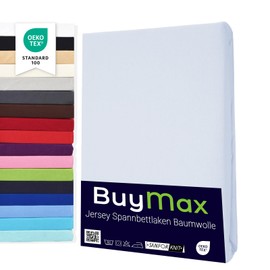 Buymax Jersey Fitted Sheet, 100% Cotton, Base Height, High Base, Height of Mattress