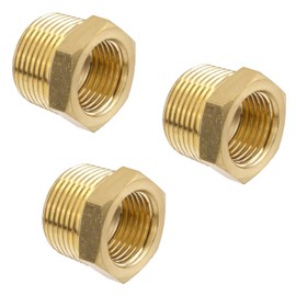 3pcs Brass Pipe Fittings, 3/4" NPT Male to 1/2" NPT Female Hex Head Bushing Adapter Brass Threaded Garden Hose Adapter, Connect Garden Hose to Pipe Fittings