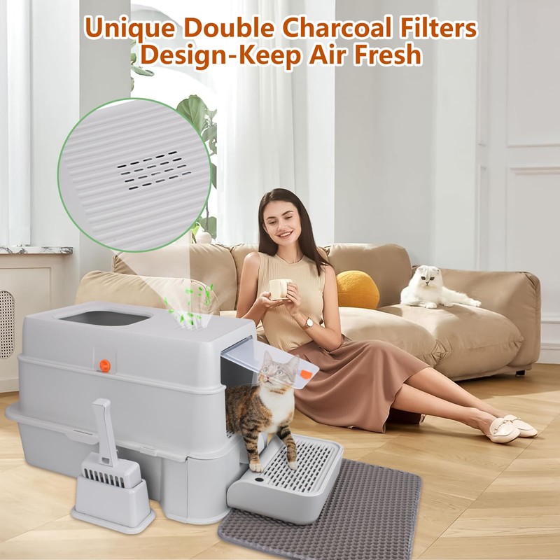 ELEGX Odor-Control Extra Large 24" L×16" W Drawer Design Stainless