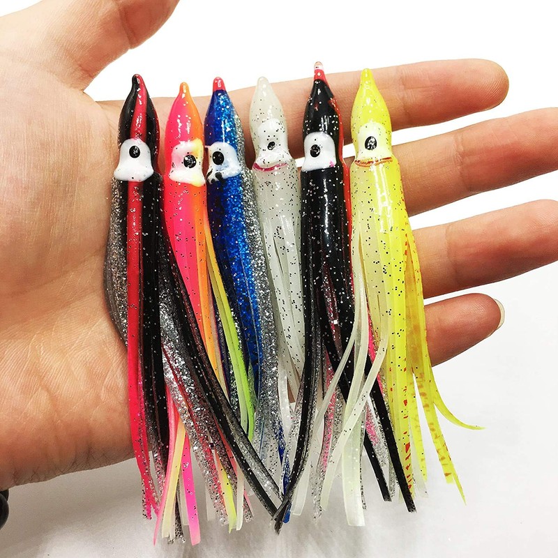 ANCLLO 30 Pieces Multicolor Soft Octopus Lures Squid Rock Baits