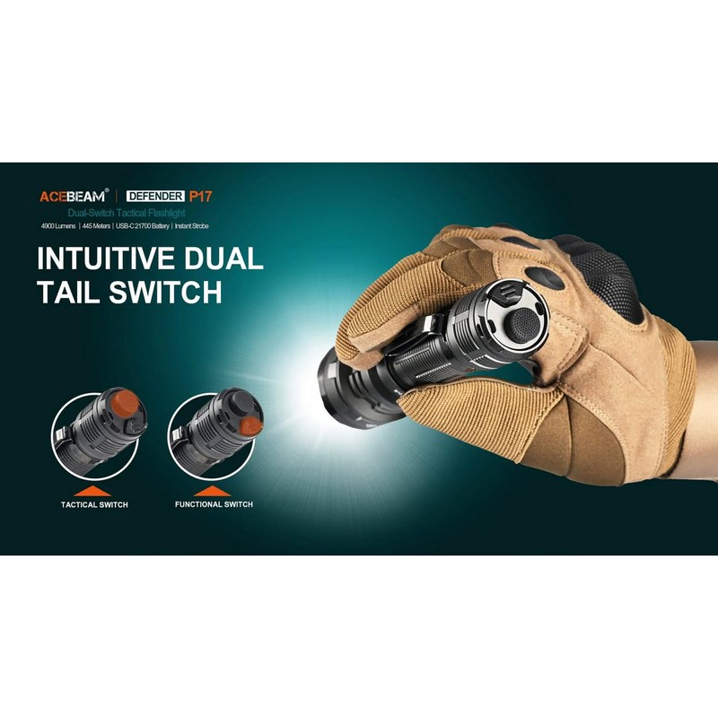 ACEBEAM Defender P17 C-ree XHP70.3 HI 6500K Rechargeable Flashlight -4900