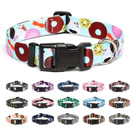 Mercano Adjustable Soft Nylon Dog Collar Comfort & Robust Patterned Dog Collar for Small Medium Large Dogs Puppies Cats (M, Cookie Blue)