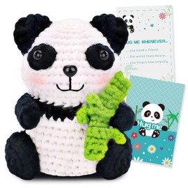 DGTSYAL Panda Crochet Animal Panda Motif - Handmade Adorable Crochet with Greeting Card, Creative Knitting Set Craft Set for Holiday, Birthday, Thanksgiving, Children's Day, Theme Party, Stable