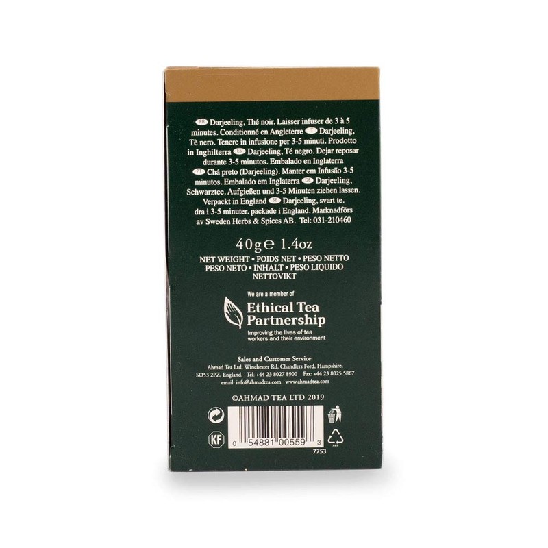 Ahmad Tea Black Tea, Darjeeling Teabags, 20 ct (Pack of