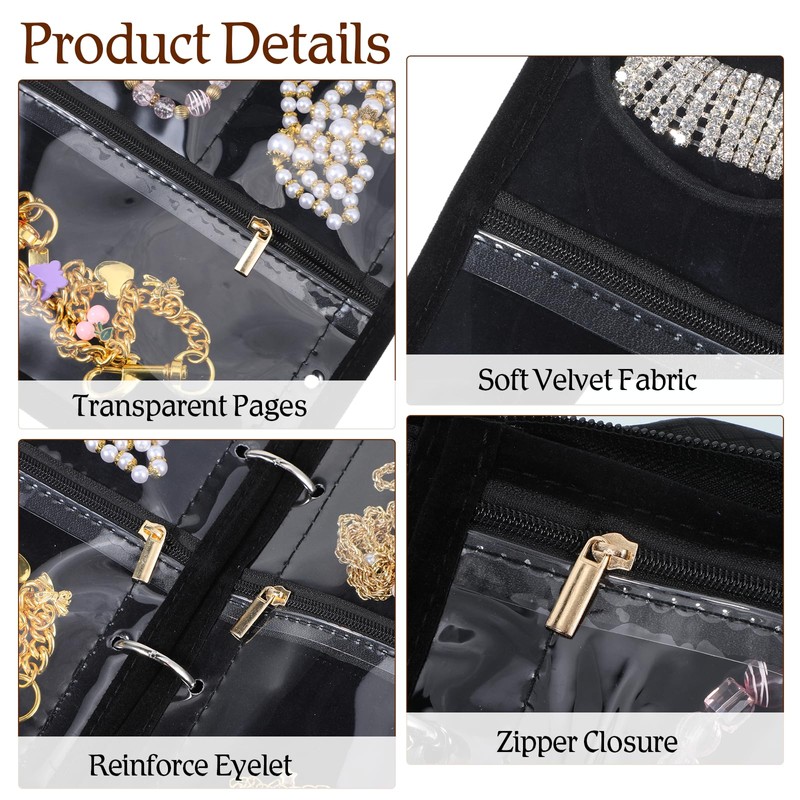 Waterproof Anti-Tarnish Travel Jewelry Organizer Case with Multiple Clear Zipper